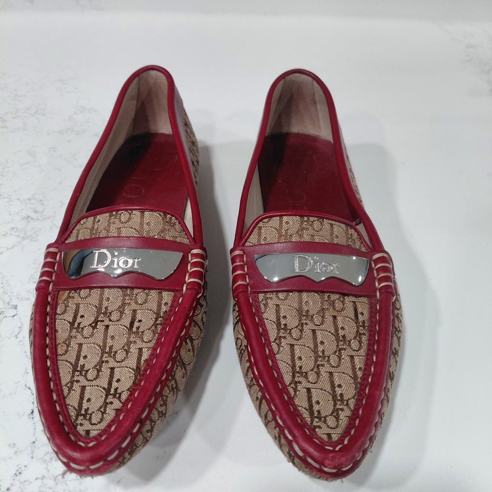 Dior Red and Brown Loafers